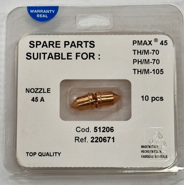 Rezalne šobe za plazma gorilnike Tecmo ST-70, PH-70, TH-70 in Hypertherm Powermax 45