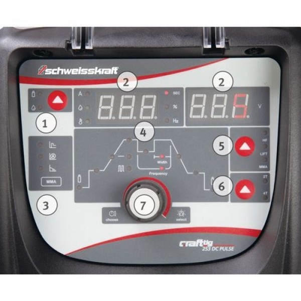 Varilni aparat CRAFT-TIG 253 DC pulse - panel